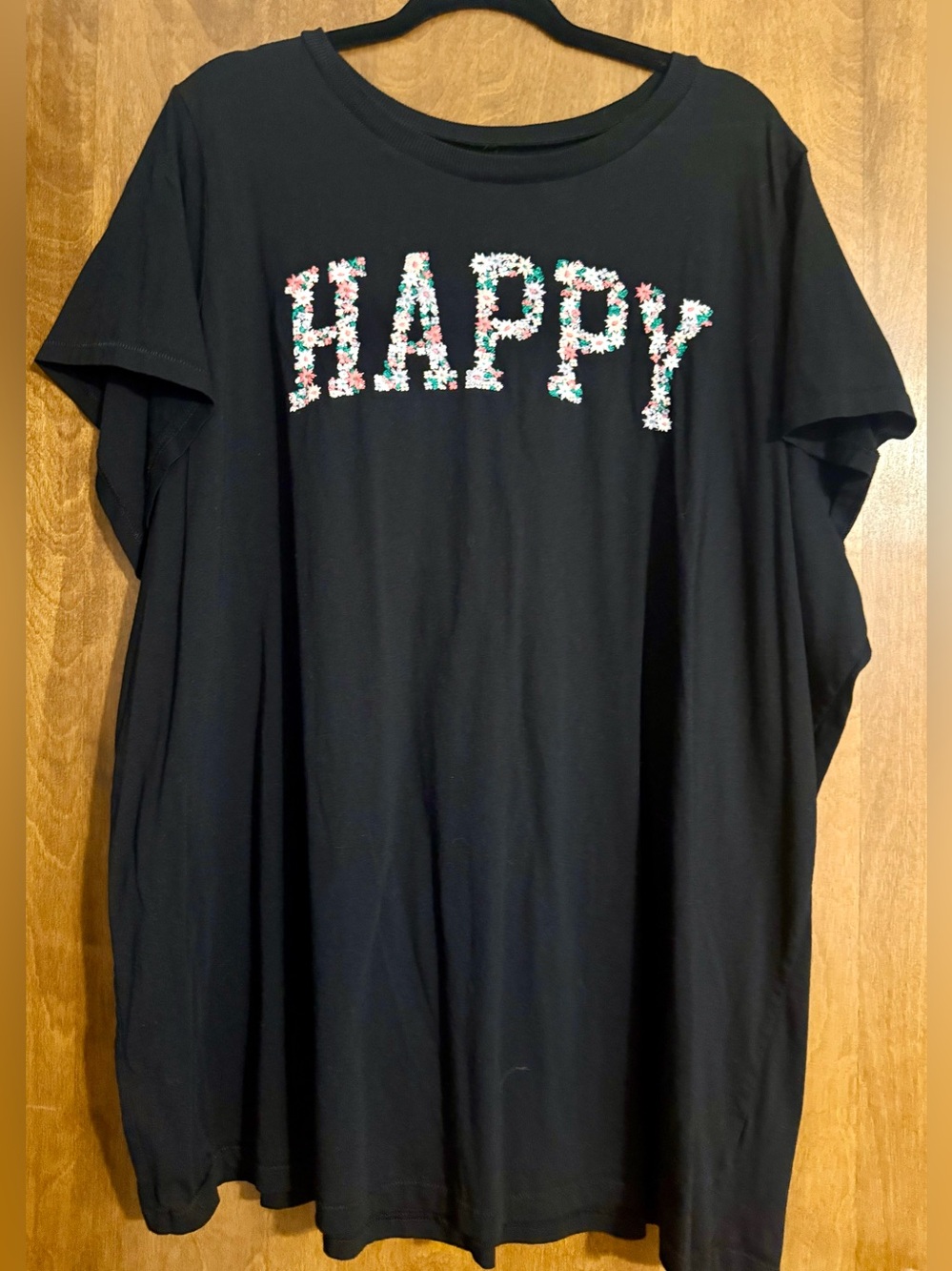 torrid Black Short Sleeve Tee with Floral "HAPPY" Graphic